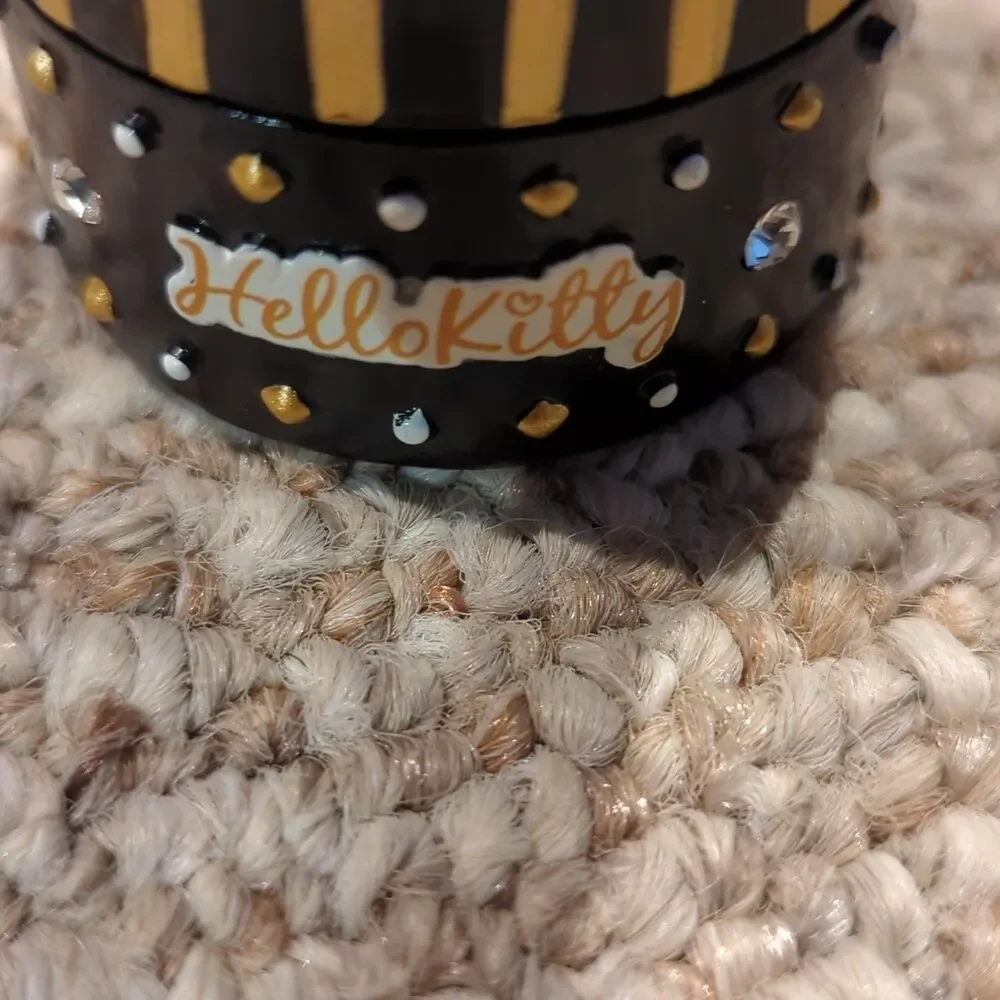 Sanrio Hello Kitty Trinket Box Black Gems Studded Glitter Glam